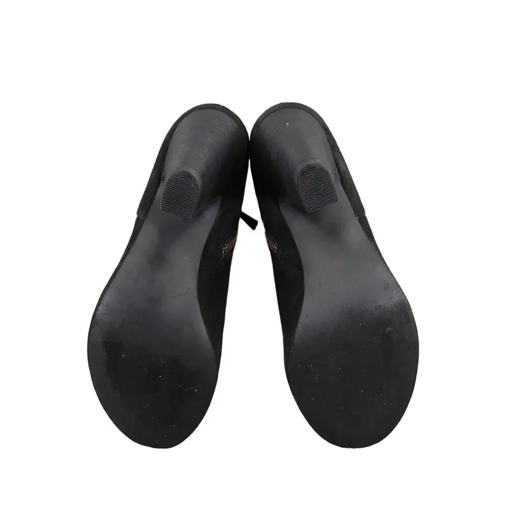Abound Shoes Womens 7.5 Booties Fashion Classic Black Block Heel Ankle Boot Zip